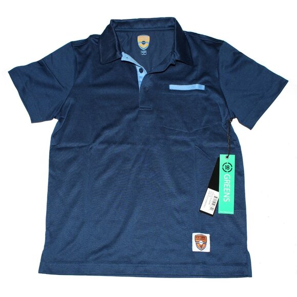 18 GREENS Boy's Every Day Comfortable Solid Short-Sleeve Polo Shirt Blue Medium - Picture 1 of 2